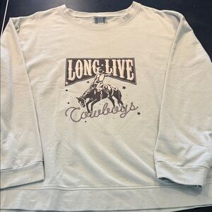 Ava & Viv Light Green Cowboys Graphic Crewneck Sweatshirt 2X